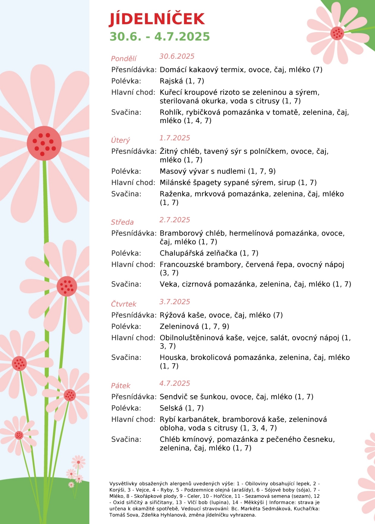 Jídelníček 30.6.-4.7.