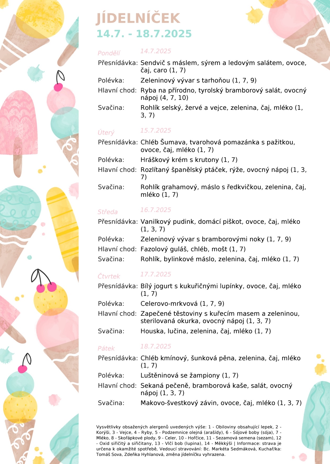 Jídelníček 14.7.-18.7.