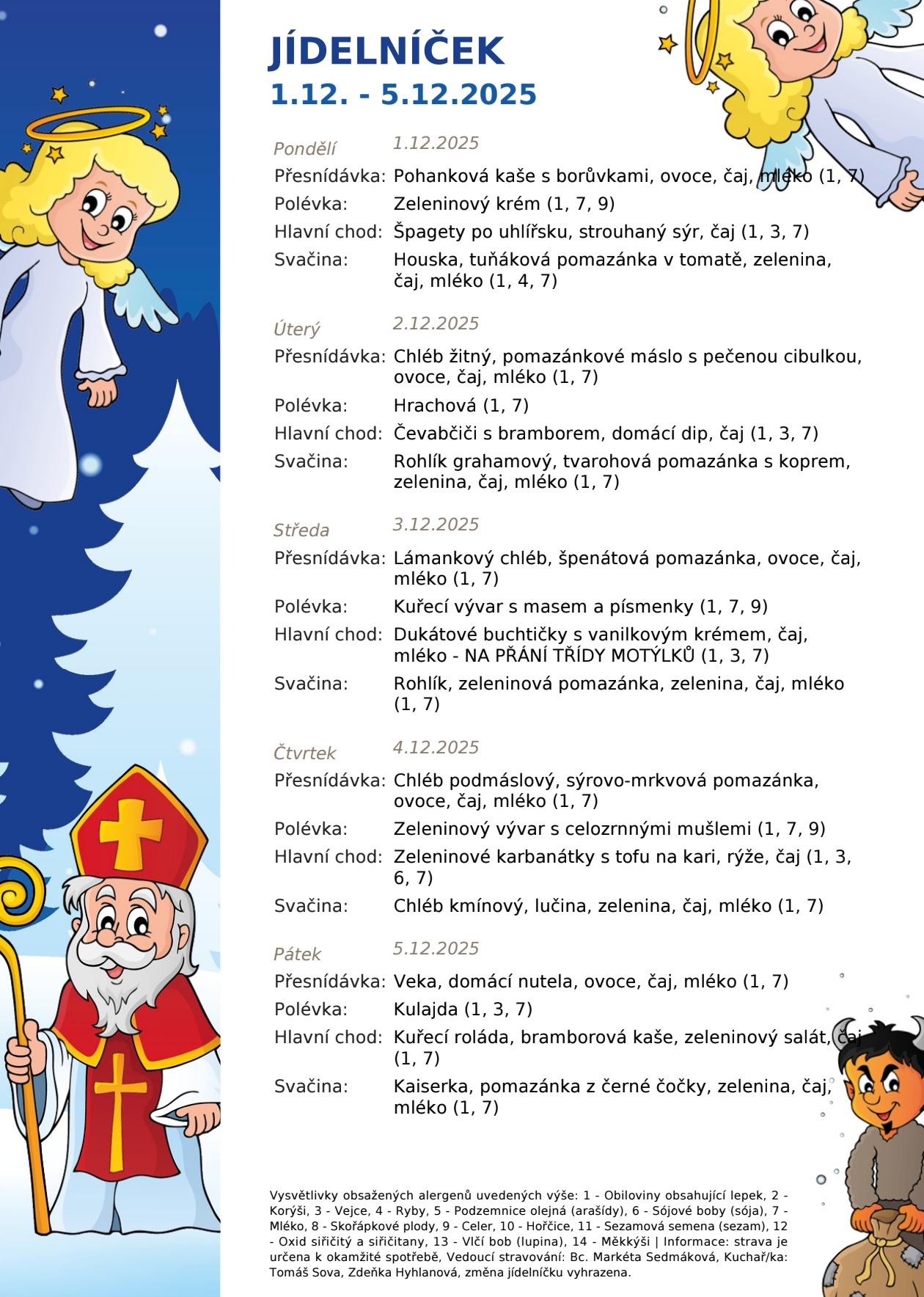 Jídelníček 1.12.-5.12.