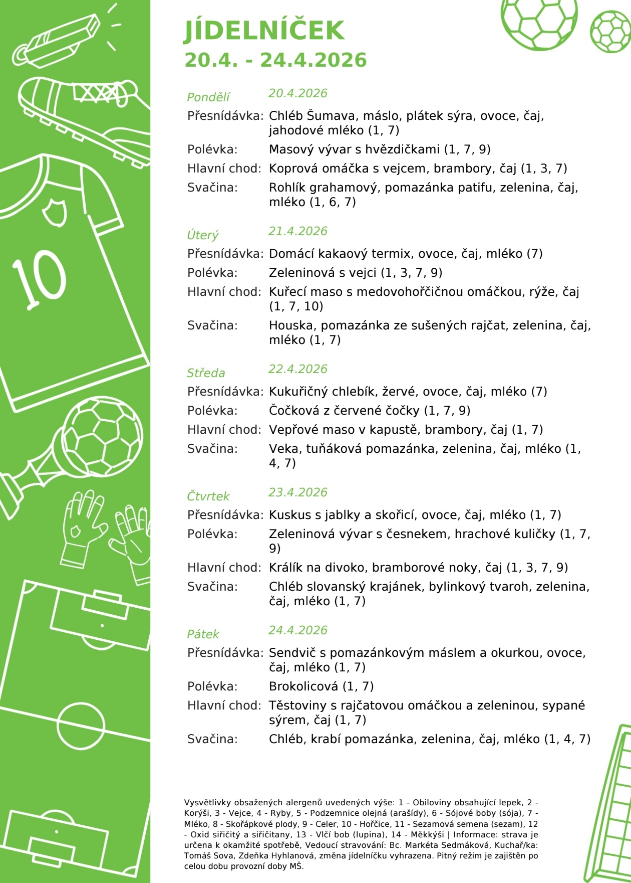 Jídelníček 20.4.-25.4.