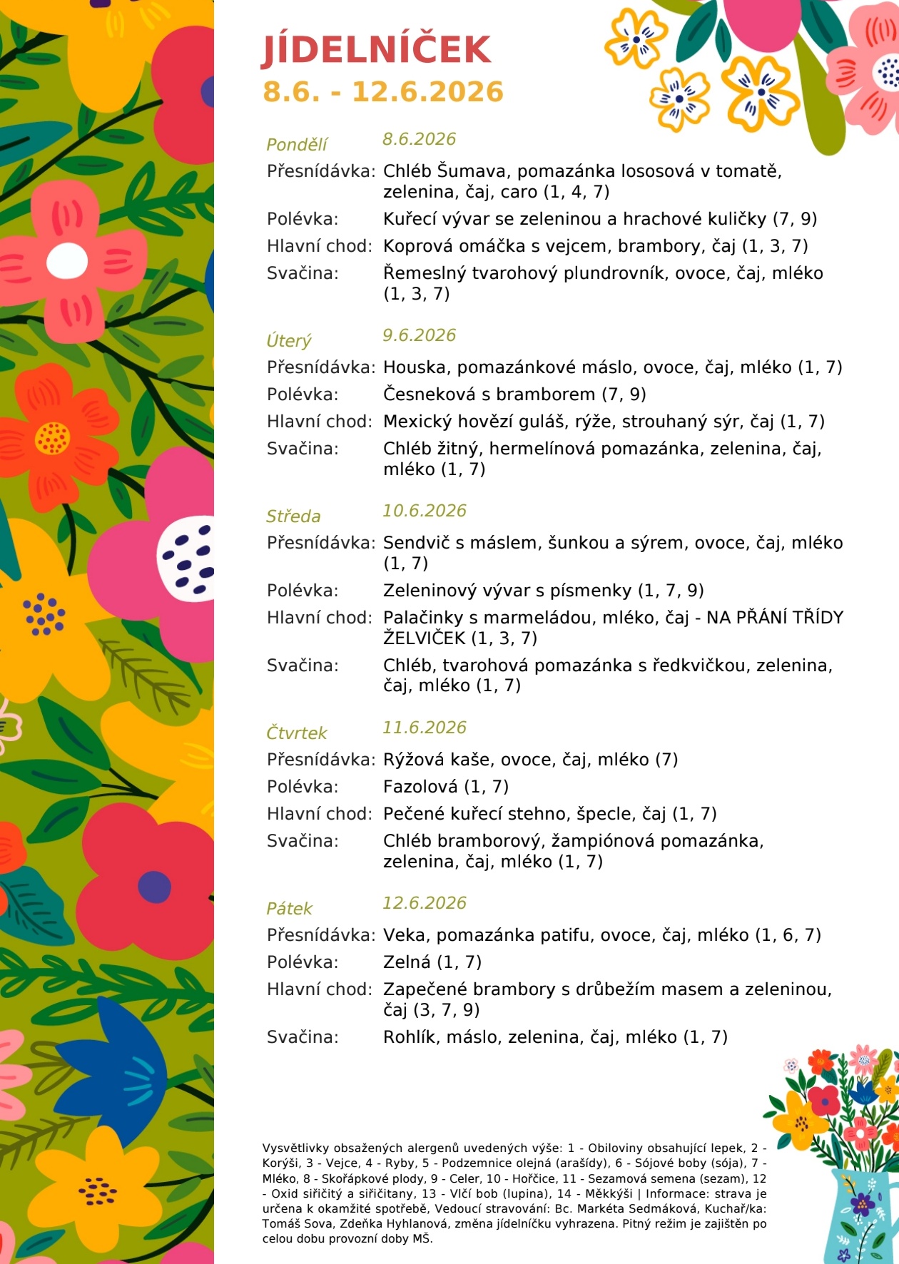 Jídelníček 8.6.-12.6.