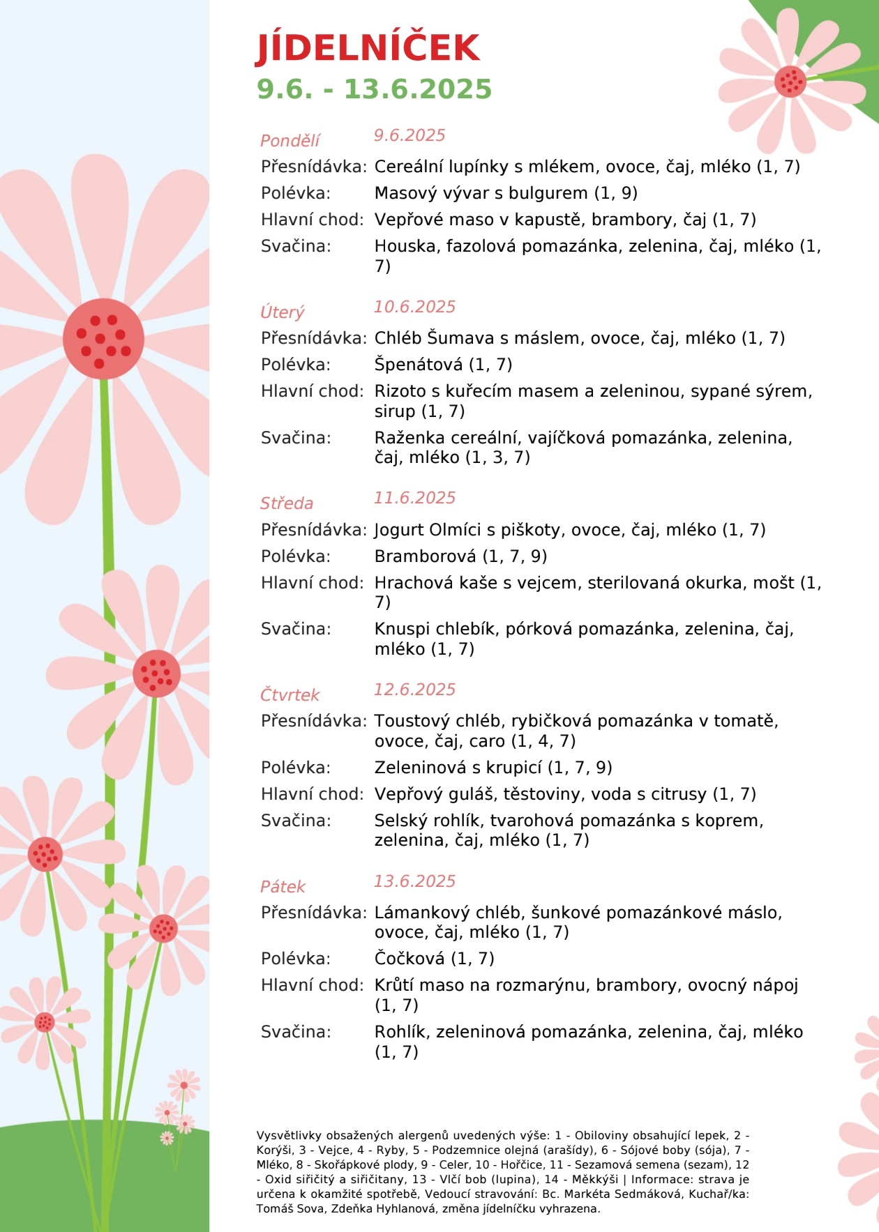 Jídelníček 9.6.-13.6.